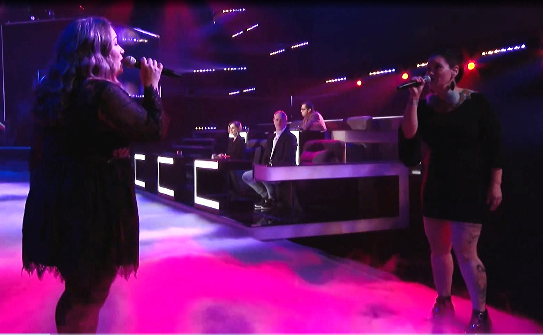 Nunavik performers Sylvia Cloutier, left, and Beatrice Deer throat sing alongside Quebec singer-songwriter Ariane Moffatt on Sunday, on an episode of Quebec talent show Star Académie. You can watch the full performance <a href=